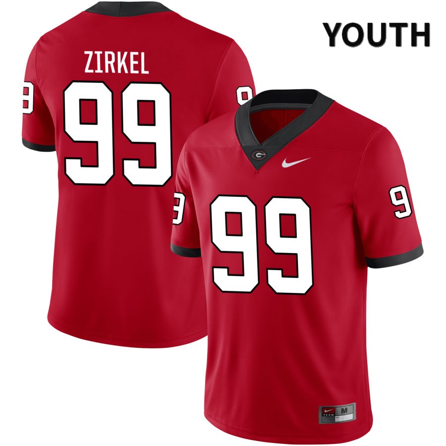 Georgia Bulldogs Youth Jared Zirkel #99 Red 2022 NIL Stitched College UGA Football Jersey 23DO013JI